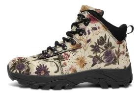 Enchanted Blossoms Outdoor Boots - Water Resistant Vegan Leather Trekking Shoes with Durable Soles