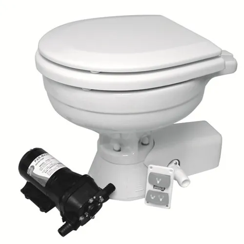 37245 Series Quiet Flush Electric Toilet - Salt Water - 12V - Compact Size