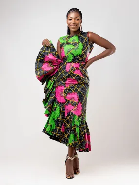 African print Asha side flap dress