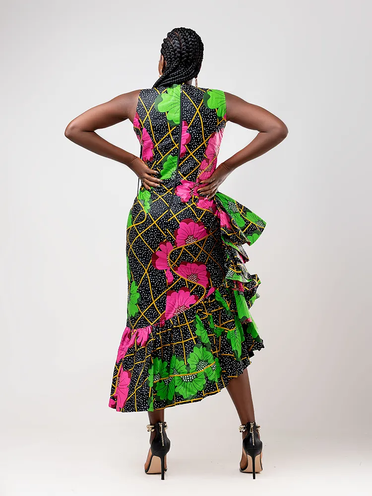 African print Asha side flap dress