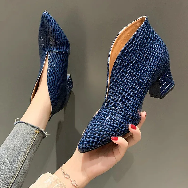 Amozae-New Women for Shoes Casual Pumps Short Boots Sexy High Heels Pointed V-mouths Ladies Dress shoes OL Daily Shoes