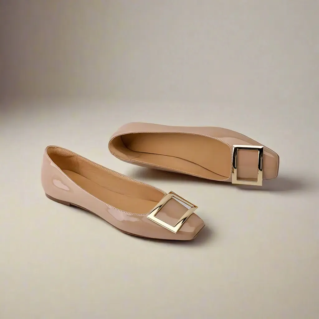 Avery Nude Flat Leather Pumps