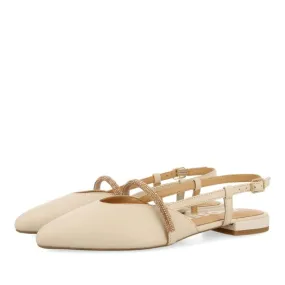 BEIGE LEATHER BALLERINAS WITH 1.5CM HEELS