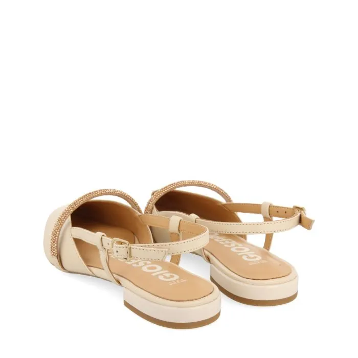 BEIGE LEATHER BALLERINAS WITH 1.5CM HEELS