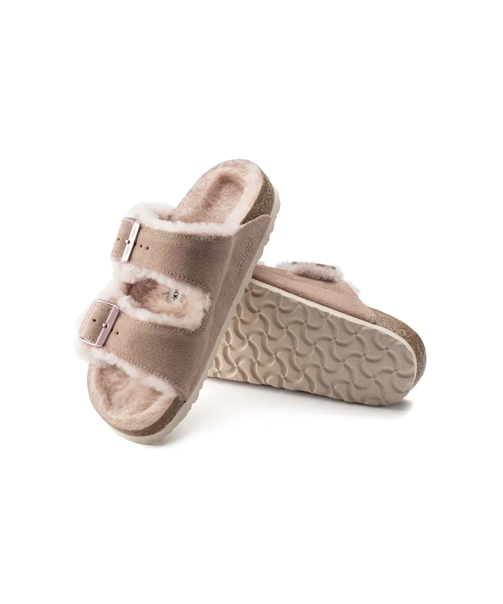 BIRKENSTOCK ARIZONA LAMSKIN IN LIGHT ROSE