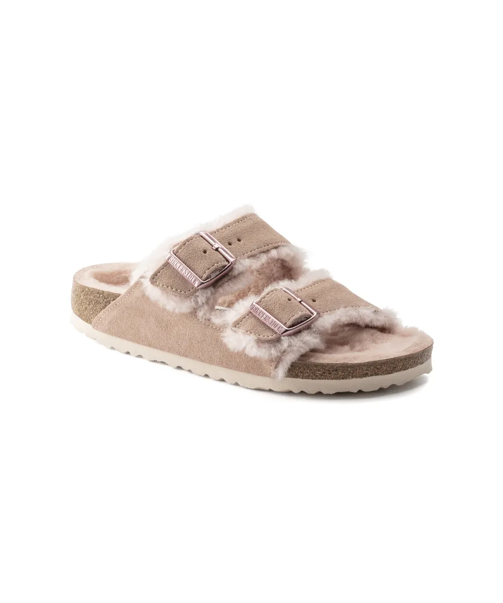 BIRKENSTOCK ARIZONA LAMSKIN IN LIGHT ROSE