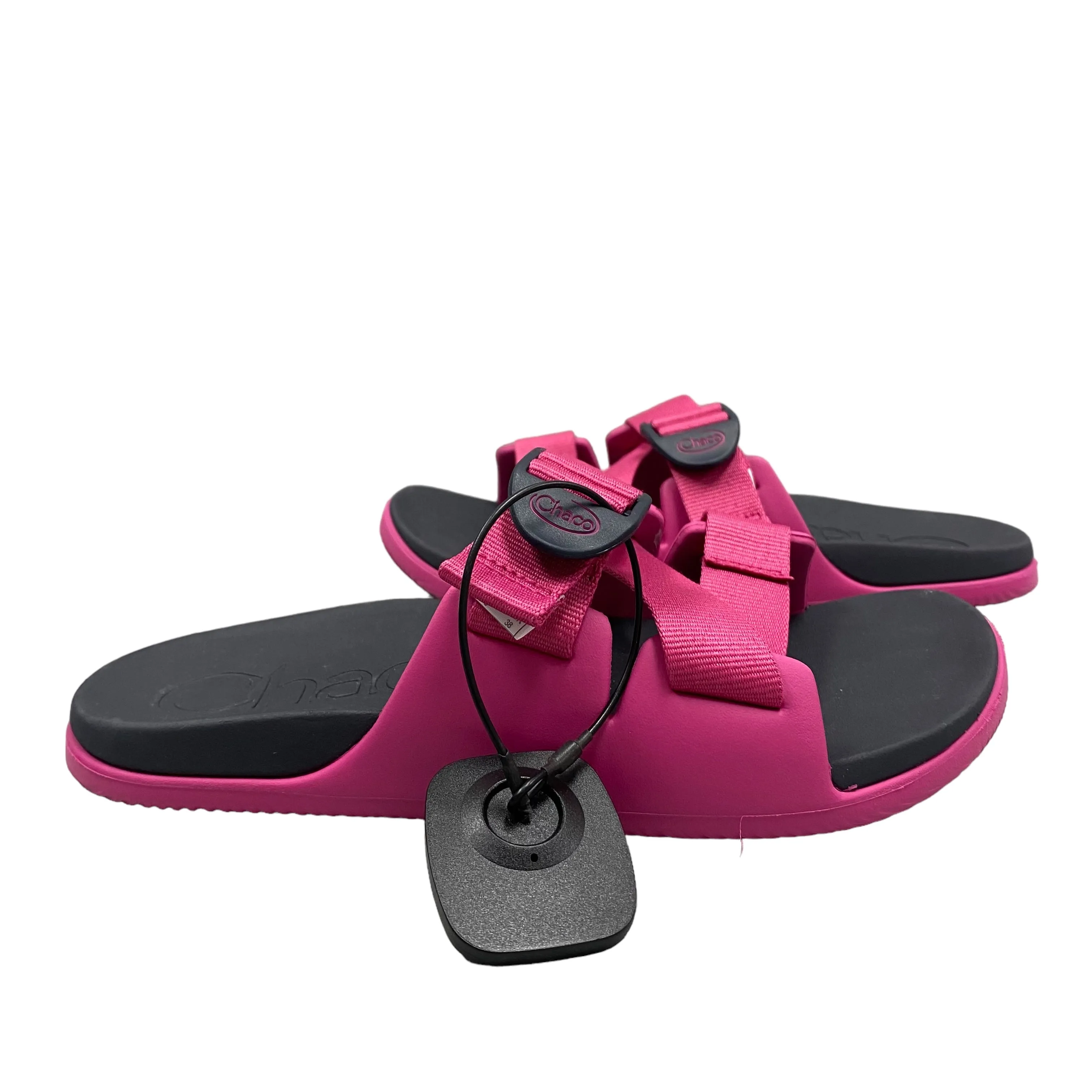 Black & Pink Sandals Flats Chacos, Size 7