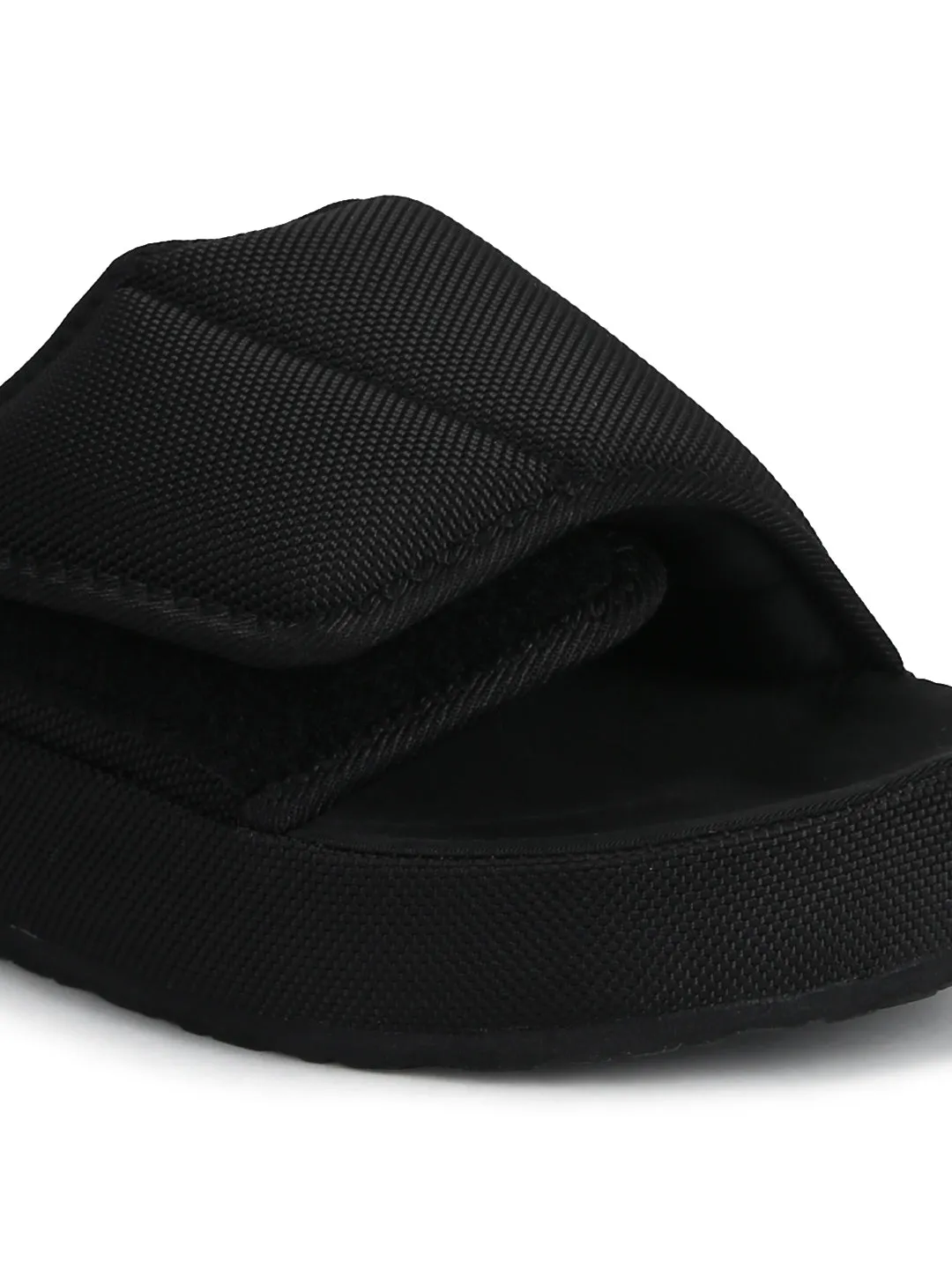 Black Broad Strap Slip-on Flats