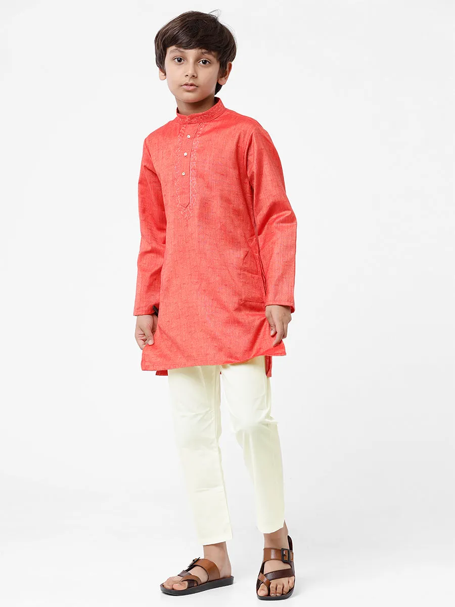 Boys Best Kurta Pyjama Set Red