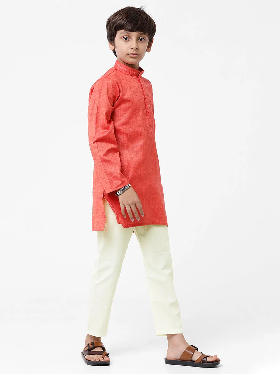 Boys Best Kurta Pyjama Set Red