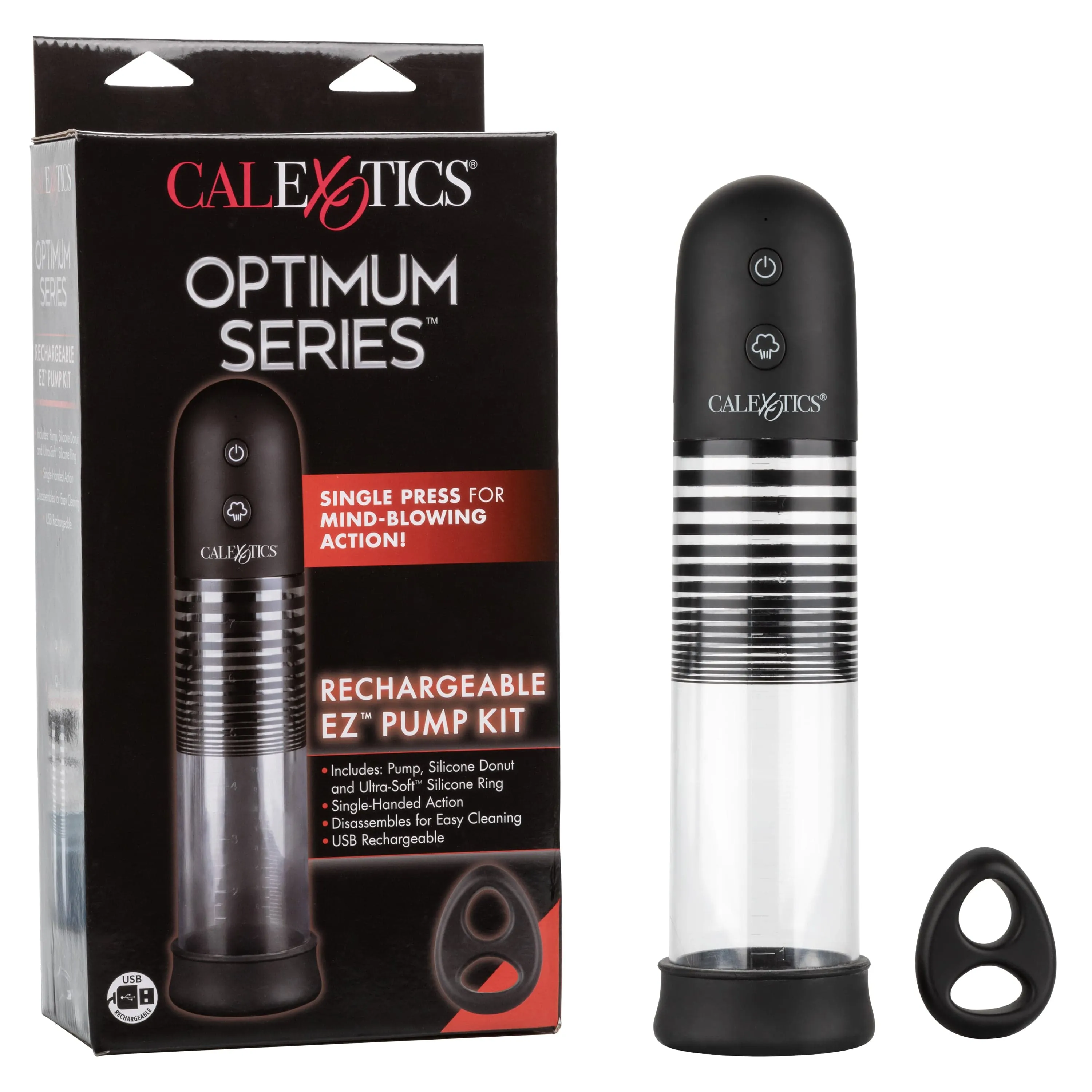 California Exotics - Optimum Series Rechargeable EZ Penis Pump Kit (Clear)