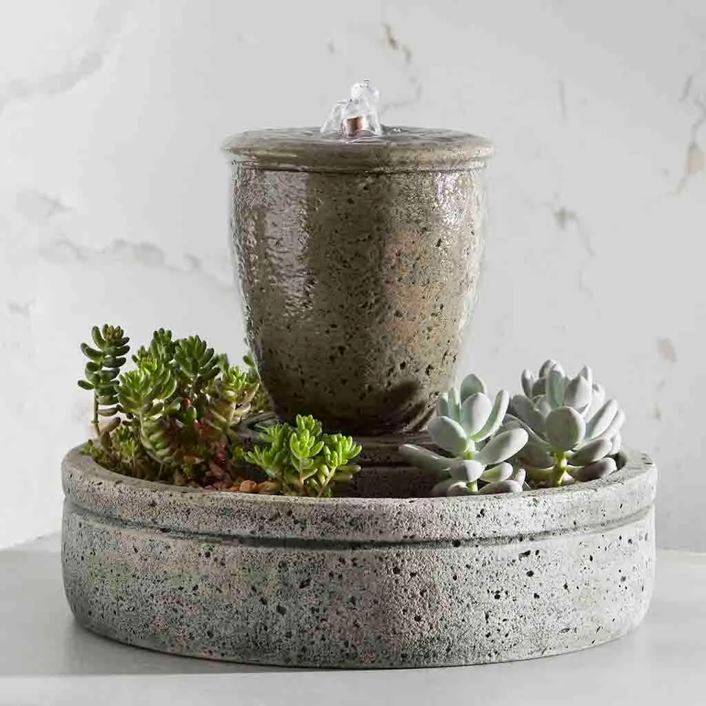 Campania International M-Series Rustic Spa Fountain with Planter