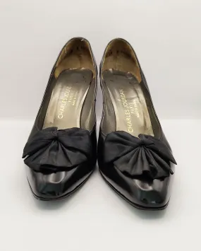 Charles Jourdan Vintage French Black Leather & Bow Shoes