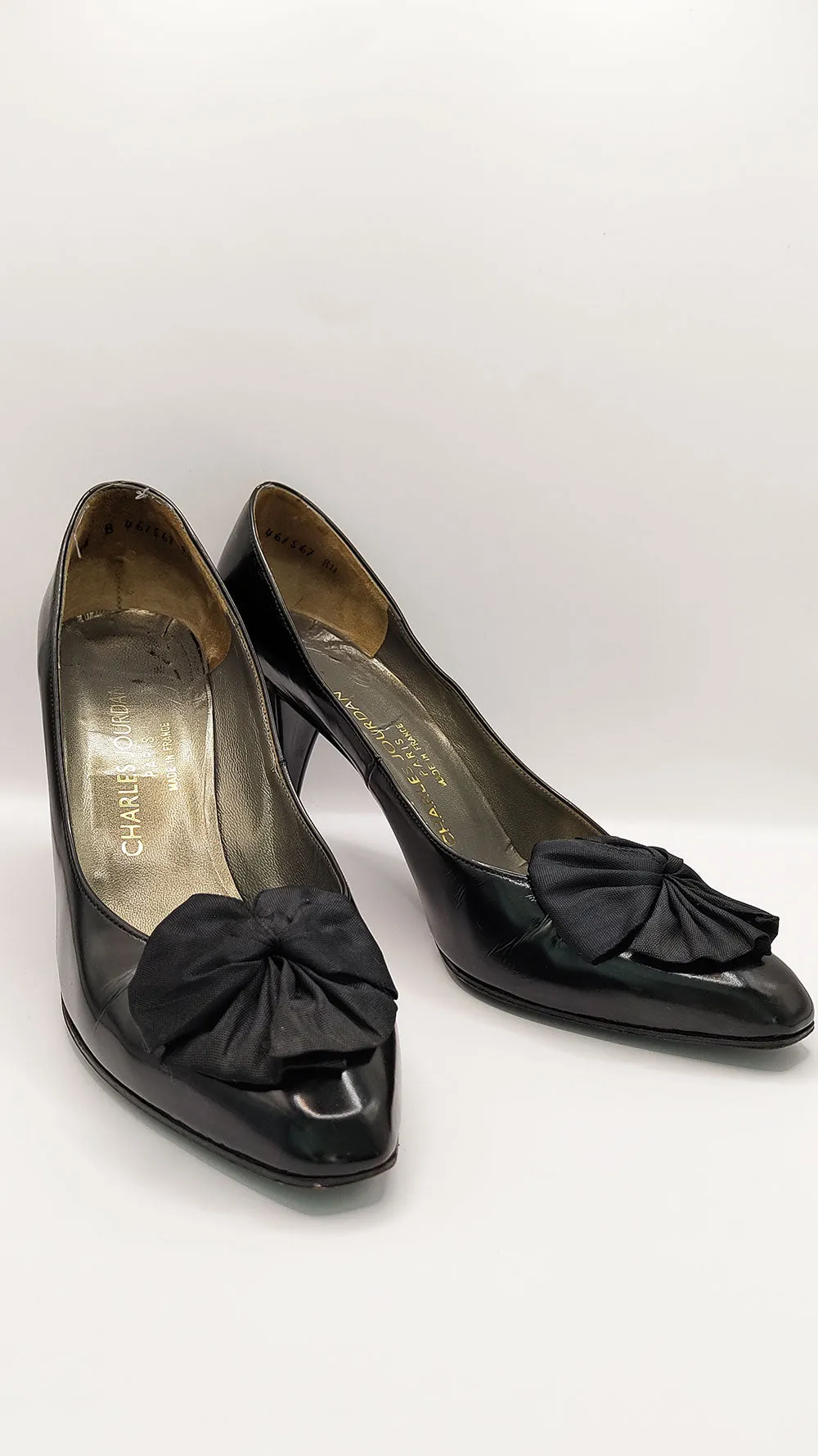 Charles Jourdan Vintage French Black Leather & Bow Shoes