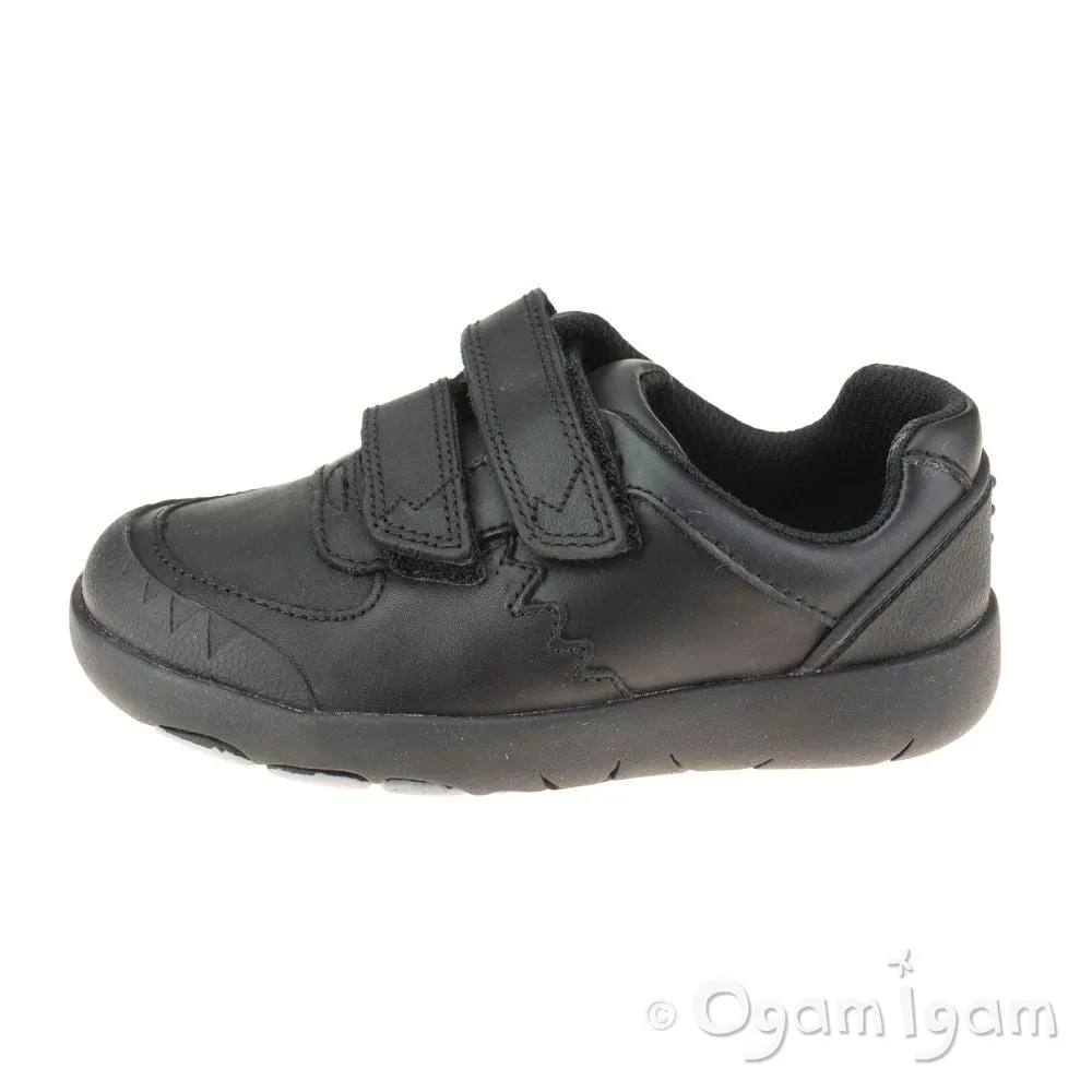 Clarks Rex Pace Boys Black School Shoe