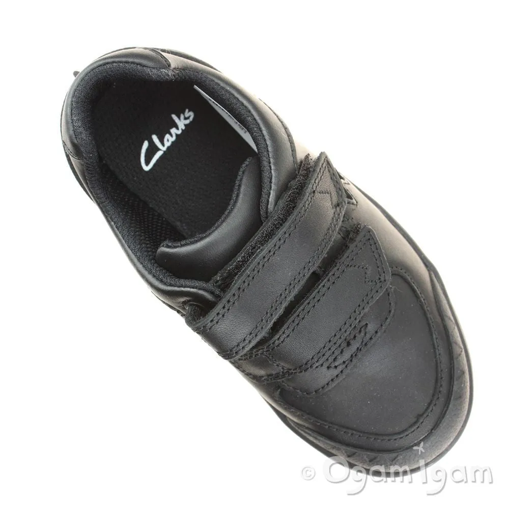 Clarks Rex Pace Boys Black School Shoe