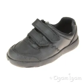 Clarks Rex Pace Boys Black School Shoe