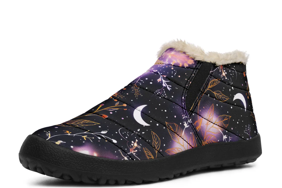 Cosmic Petals Winter Sneakers - Warm & Easy Slip-On Shoes Lined with Vegan Wool with Anti-Slip Soles