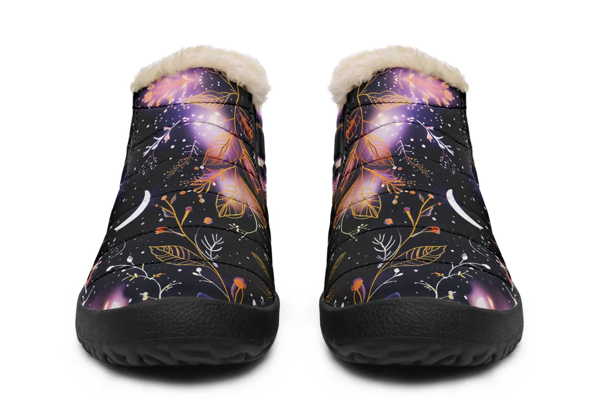 Cosmic Petals Winter Sneakers - Warm & Easy Slip-On Shoes Lined with Vegan Wool with Anti-Slip Soles