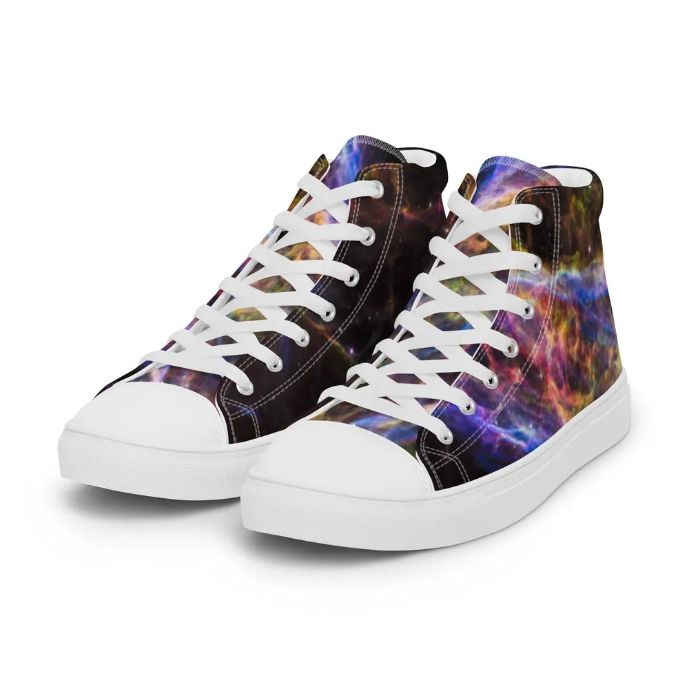 Cosmic Veil Nebula High Top Canvas Sneakers (Men's Sizing)