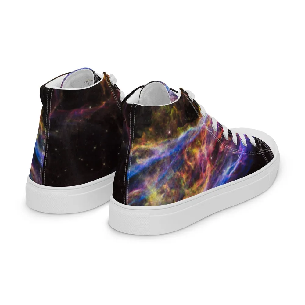 Cosmic Veil Nebula High Top Canvas Sneakers (Men's Sizing)