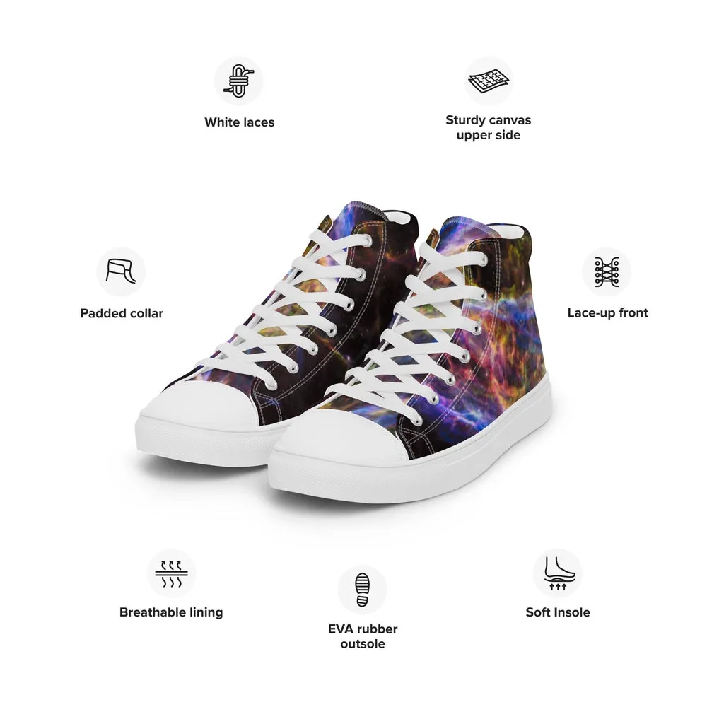 Cosmic Veil Nebula High Top Canvas Sneakers (Men's Sizing)