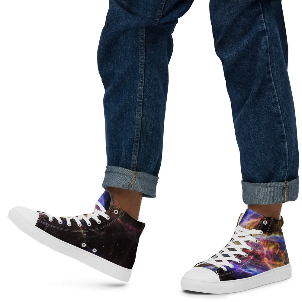 Cosmic Veil Nebula High Top Canvas Sneakers (Men's Sizing)