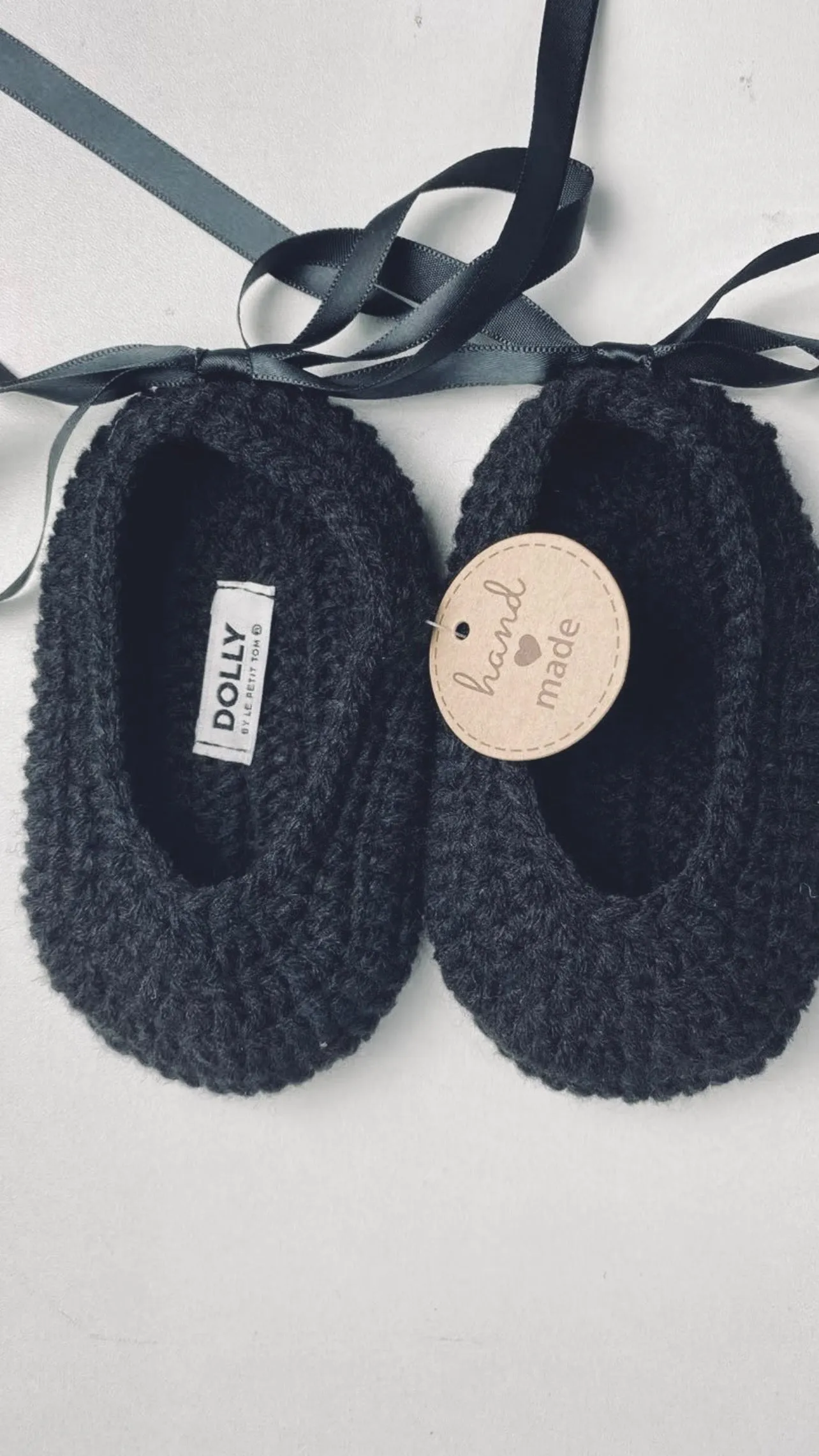 DOLLY by Le Petit Tom ® CROCHET BABY BALLERINAS black