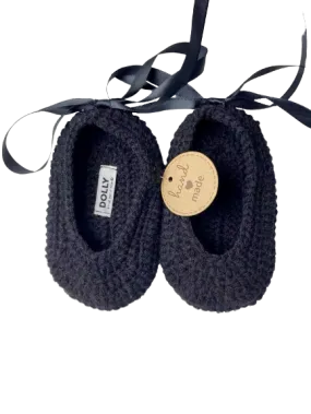 DOLLY by Le Petit Tom ® CROCHET BABY BALLERINAS black