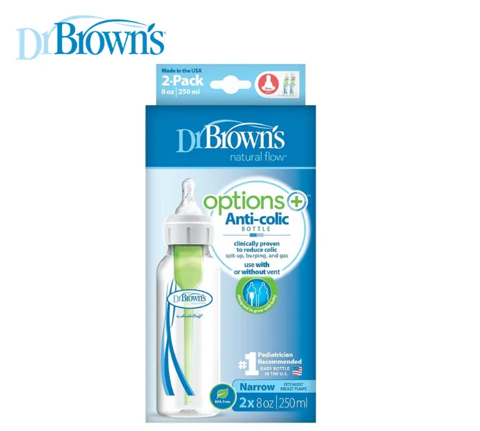 Dr Brown's 8 OZ/250ML  PP Narrow-Neck "Options " Bottle, Twin-Pack