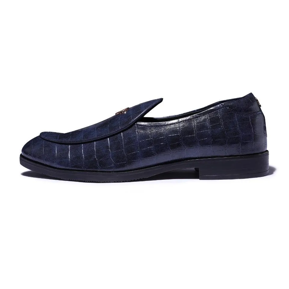 Elliot- Blue Croco Signature Slipons