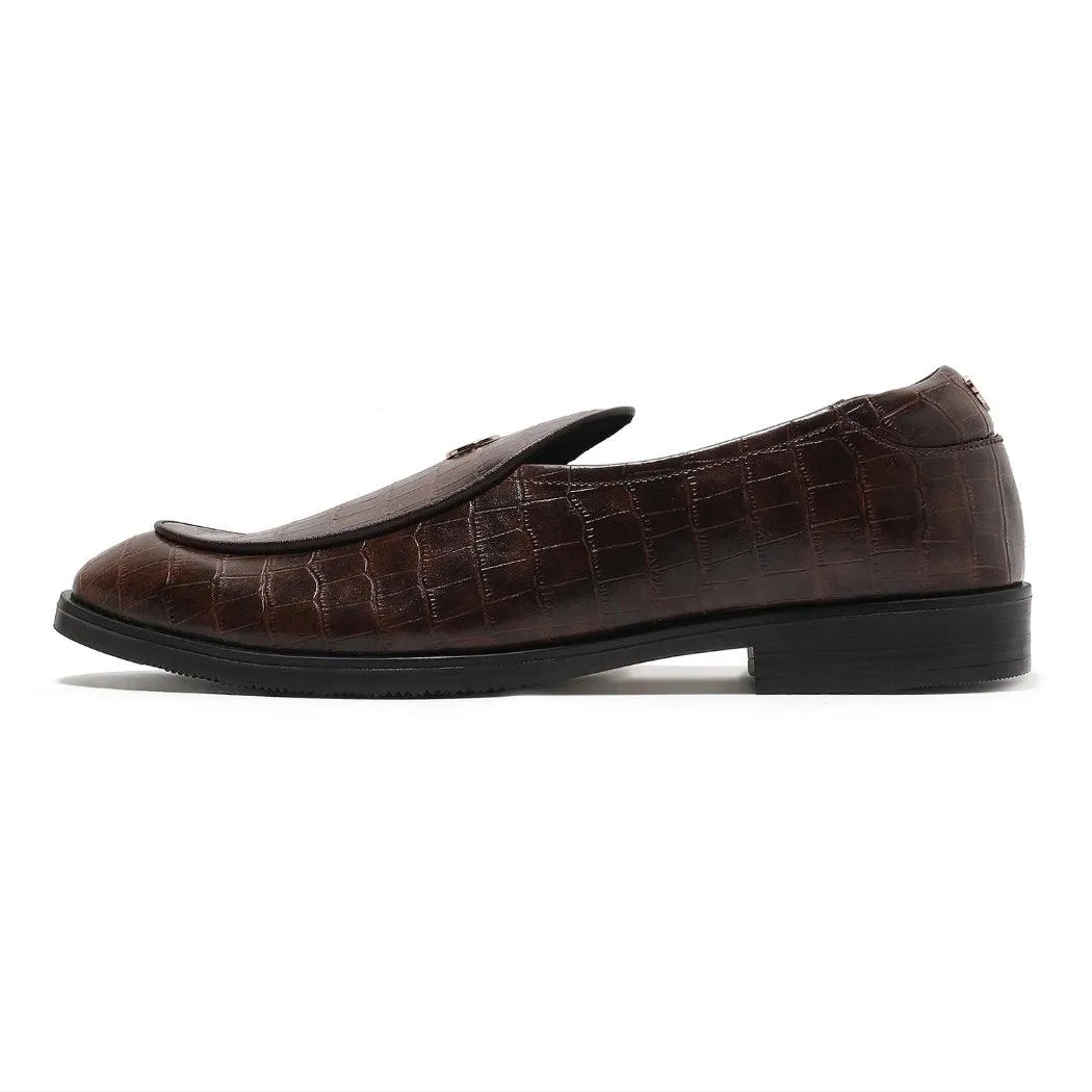 Elliot- Brown Croco Signature Slipons