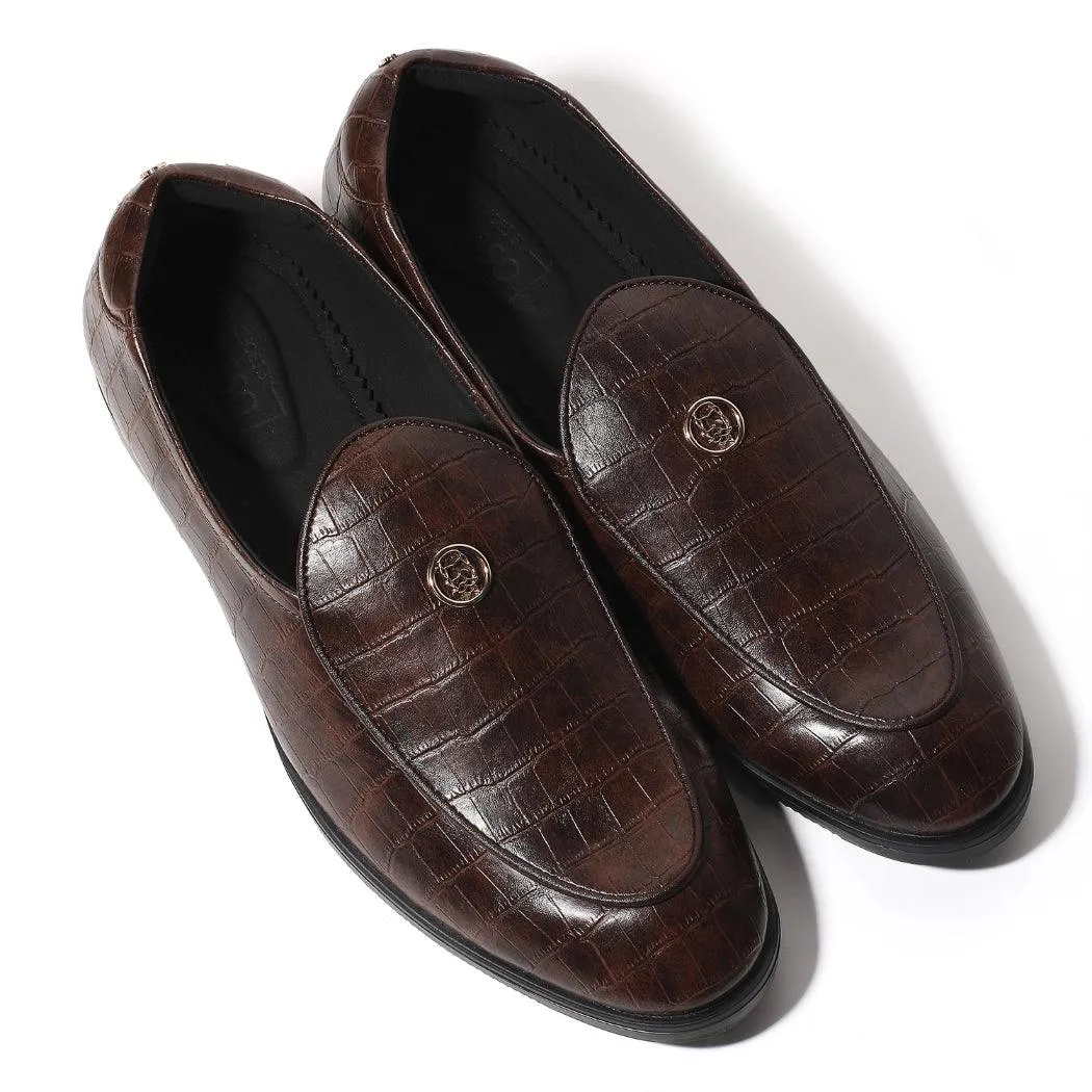 Elliot- Brown Croco Signature Slipons