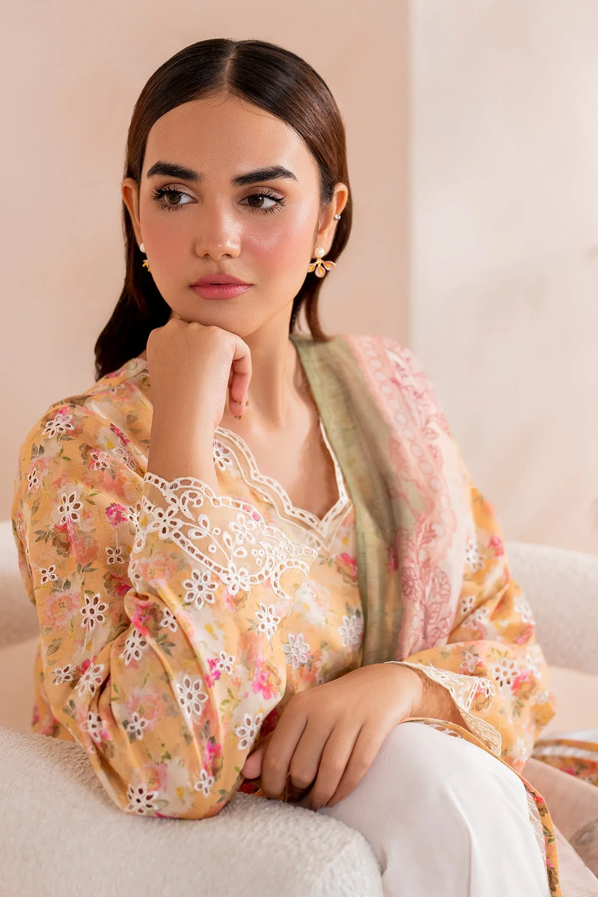 EMBROIDERED PRINTED LAWN UF-709