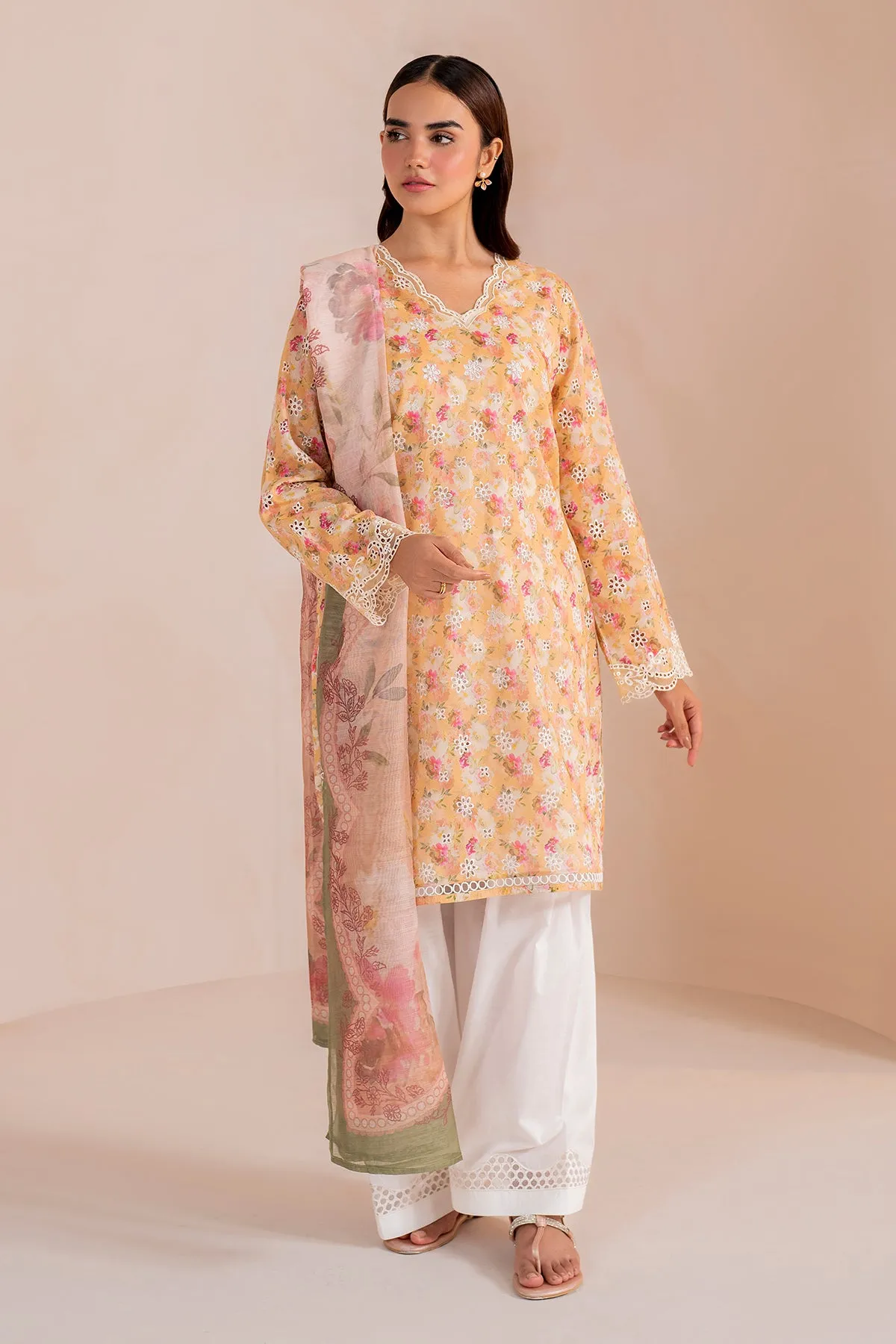 EMBROIDERED PRINTED LAWN UF-709