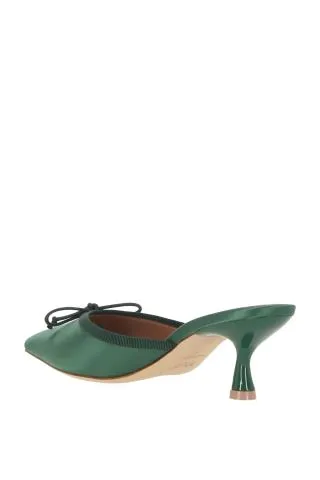 Forest Green Satin Bow Sandals