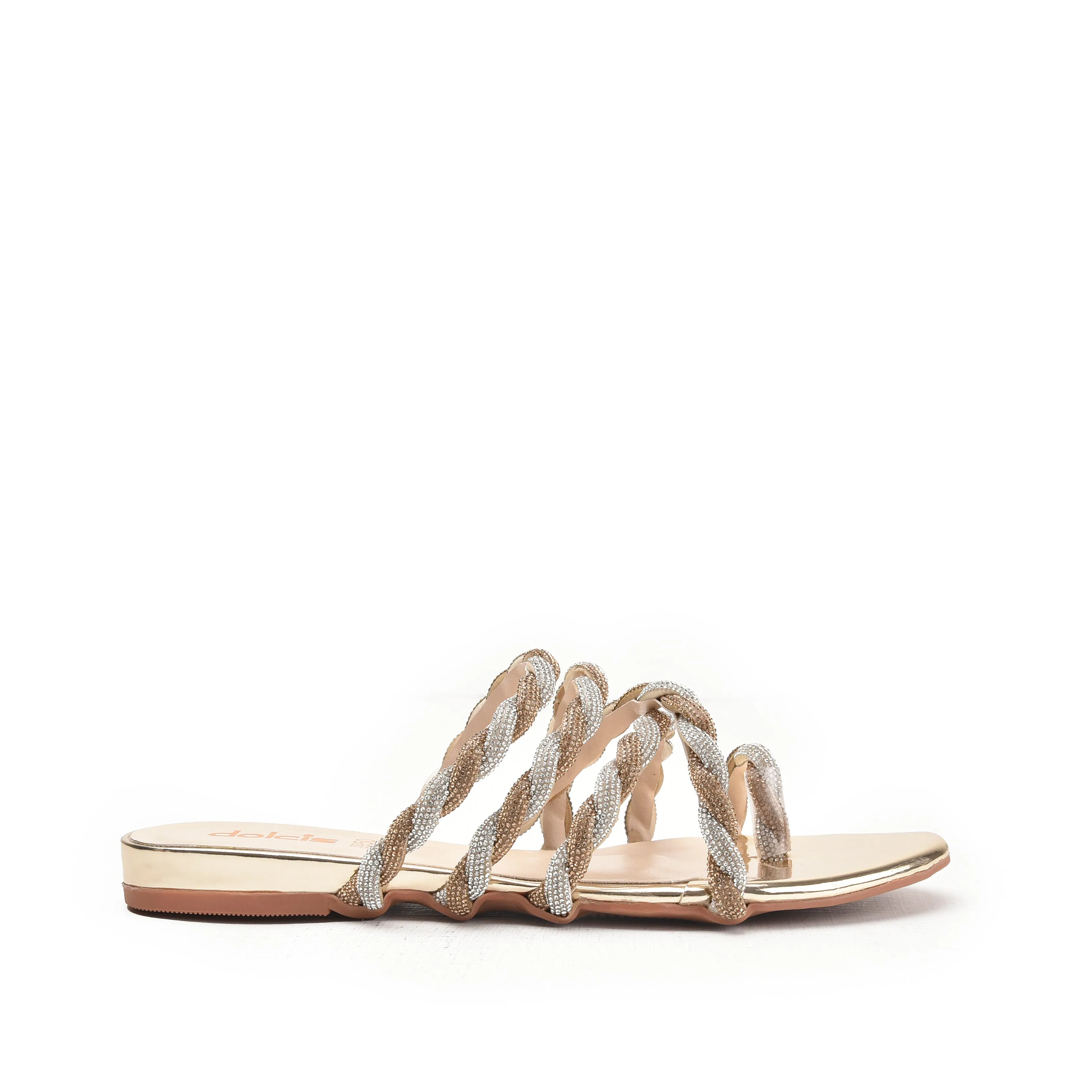 Glamorous Gold Strappy Slippers | 774RX