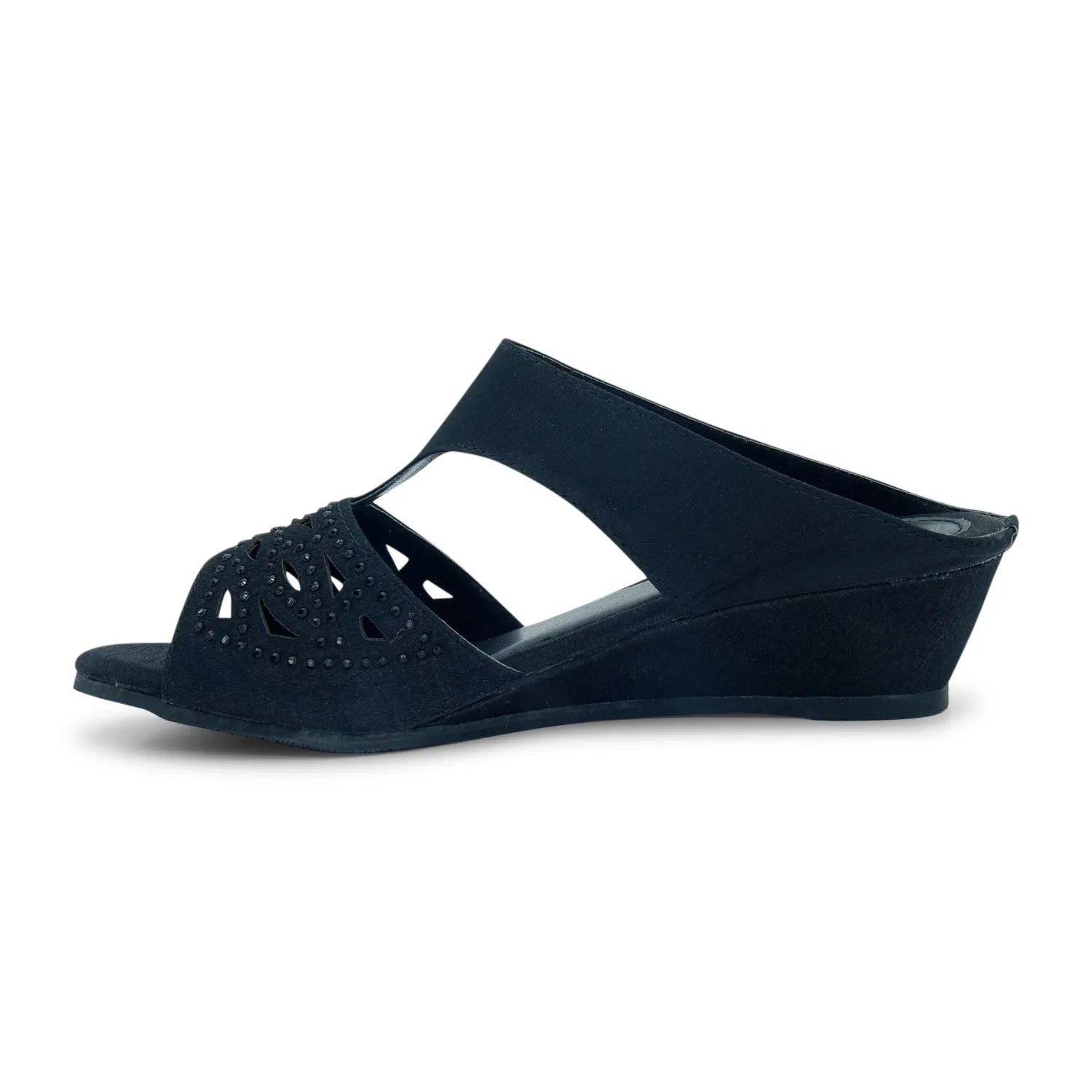 Grace Black Wedge Mules for Women