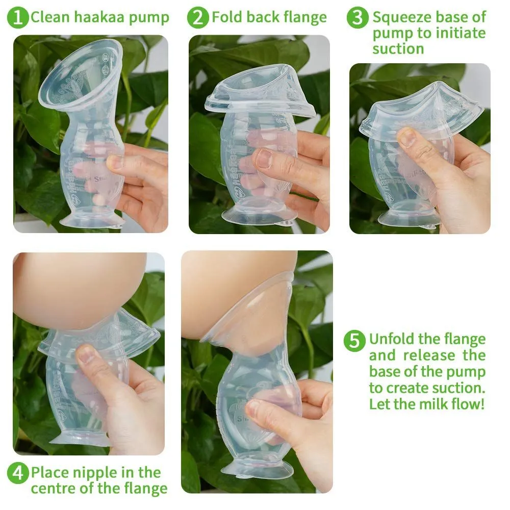 Haakaa Gen 2 Silicone Manual Breast Pump 150ml (With Suction Base)   Cap (Bundle Pack)