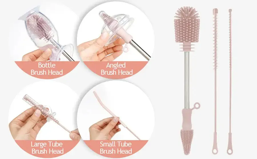 Haakaa Silicone Cleaning Brush Kit - Blush