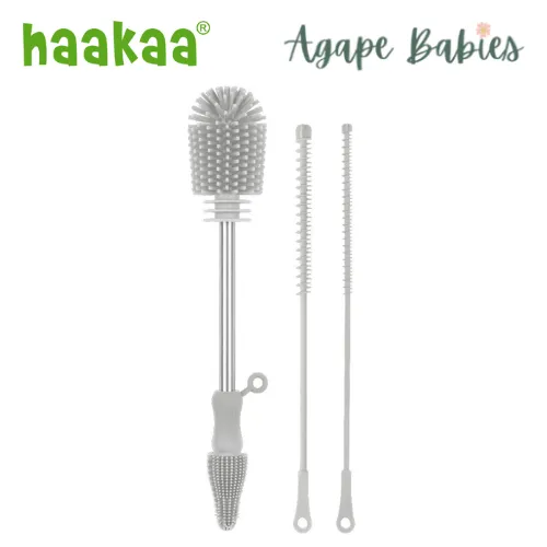 Haakaa Silicone Cleaning Brush Kit - Suva Grey