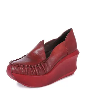 Handmade Pleated Vintage Elegant Wedge Shoes