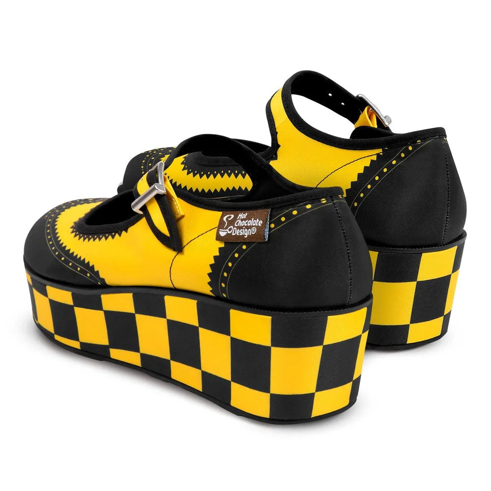 Havana Checkers Yellow Women's Mary Jane Platform