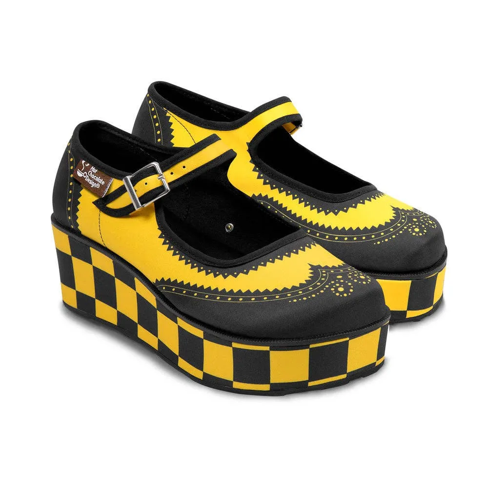 Havana Checkers Yellow Women's Mary Jane Platform