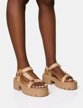 Hazard Natural Raffia Chunky Dad Sandals