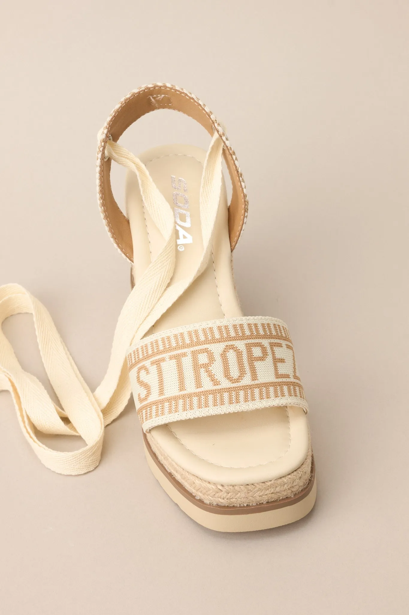 Here Again Tan Espadrille Platform Wedge Sandals