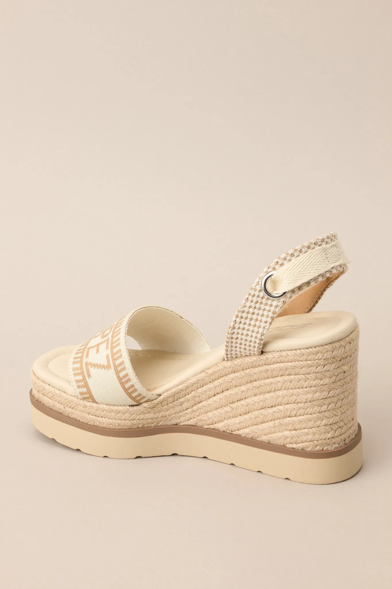 Here Again Tan Espadrille Platform Wedge Sandals