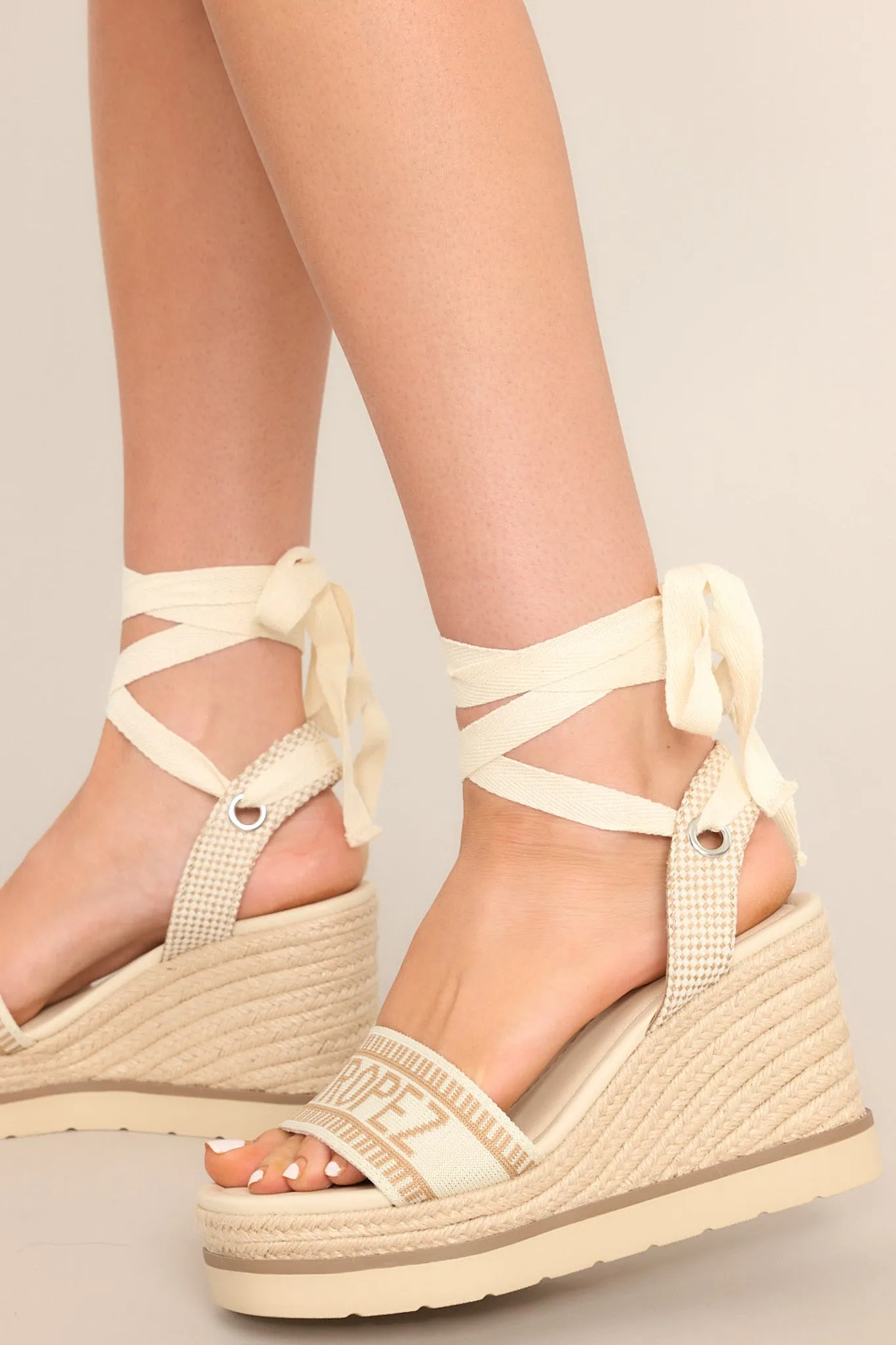 Here Again Tan Espadrille Platform Wedge Sandals