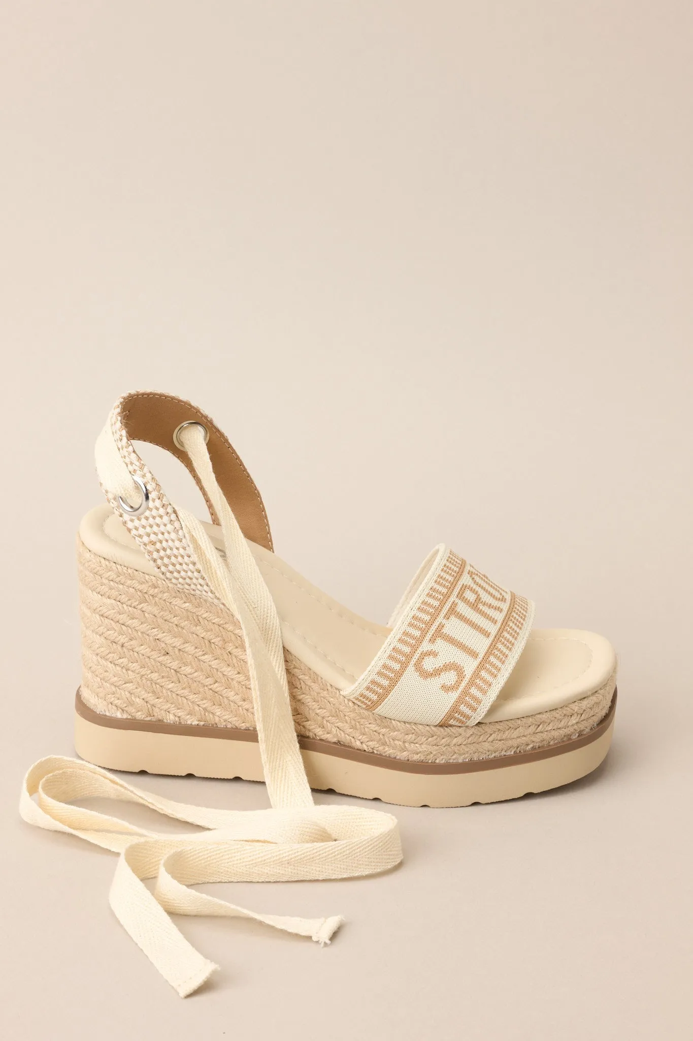 Here Again Tan Espadrille Platform Wedge Sandals