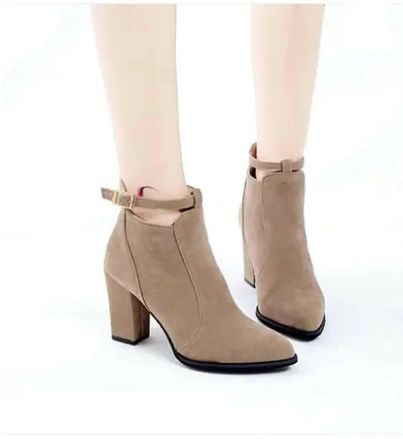 Hot Women Shoes Winter Autumn Spring Casual Women High Heels Pumps Warm Ankle Boots Women Botas Shoes Mujer Zapatos Size34-39